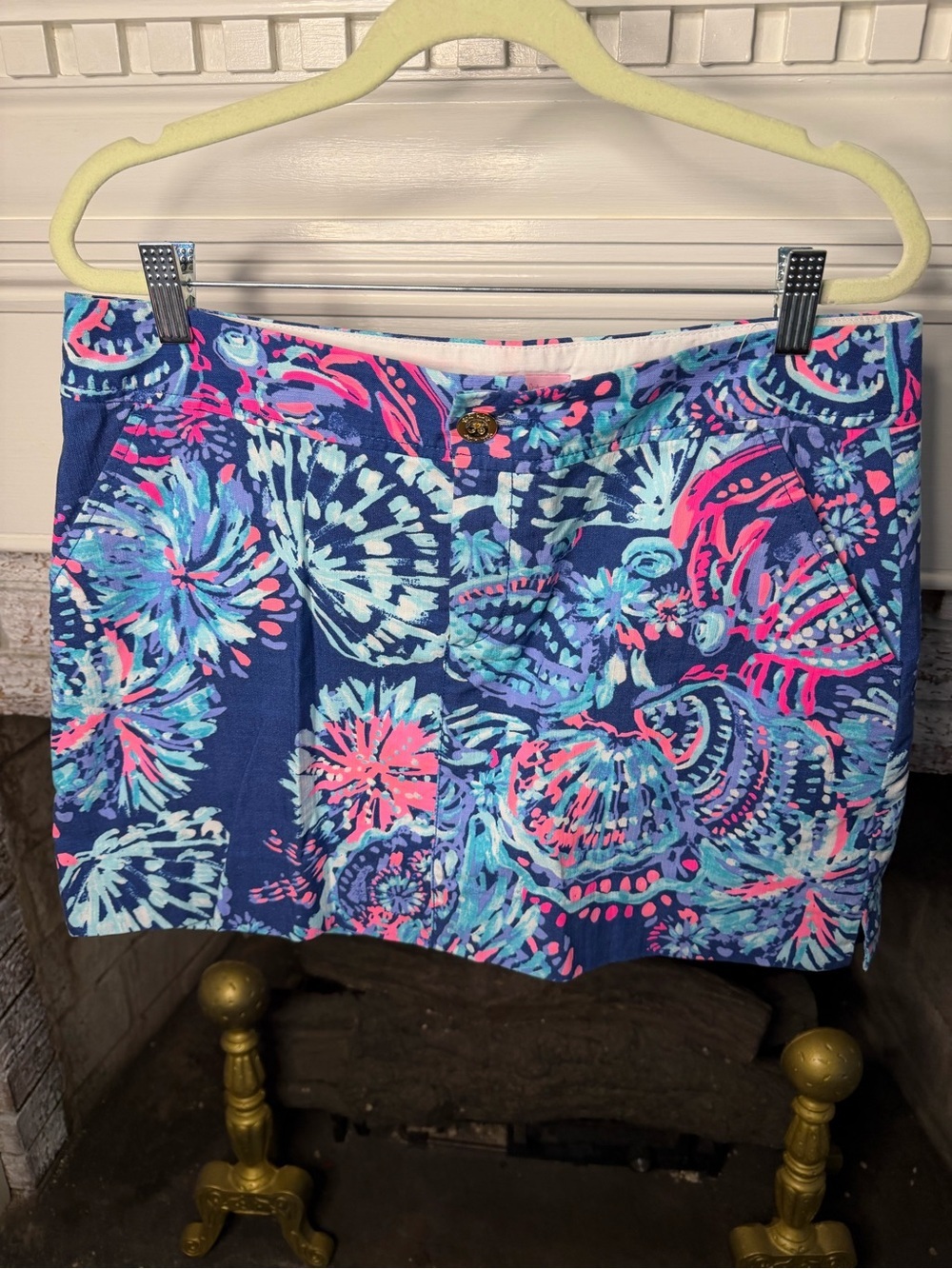 Lilly Pulitzer Nicki skort Deep Indigo Gypsea girl patriotic print size 10